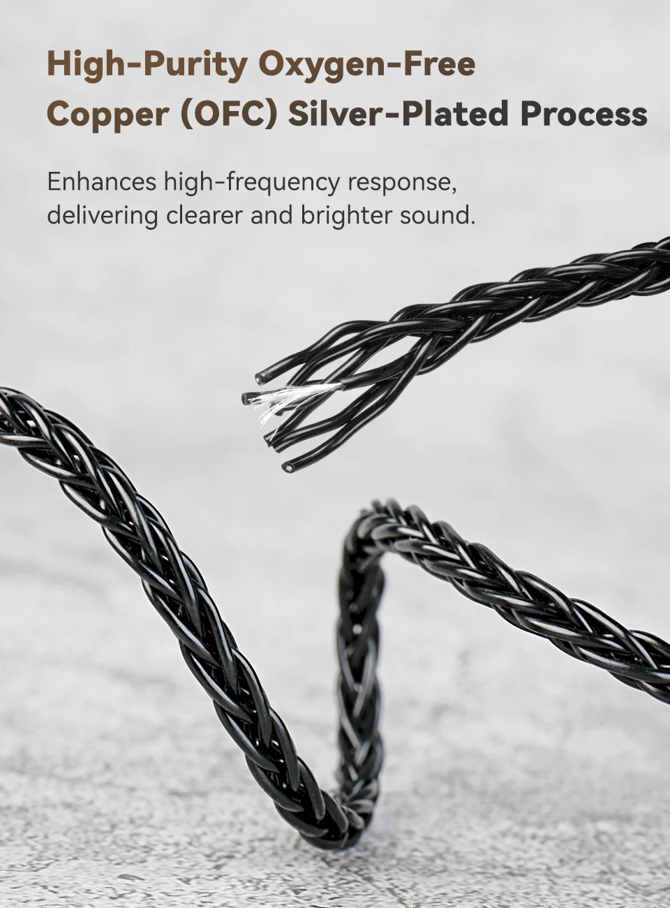 KBEAR AUX08 Plus 8-Kern Hochreines OFC Versilbertes Hi-Fi AUX-Kabel 3,5MM/2,5MM/4,4MM für Telefon/Computer zu Tragbarem Lautsprecher – Detail 3