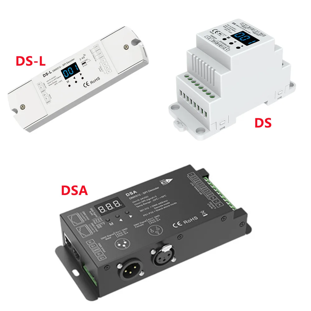 

Конвертер Skydance DMX512 в SPI DS DS-L DSA DC 5 В 24 В 12 В DMX декодер 2,4G RF беспроводной светодиодный контроллер для пиксельной светодиодной ленты