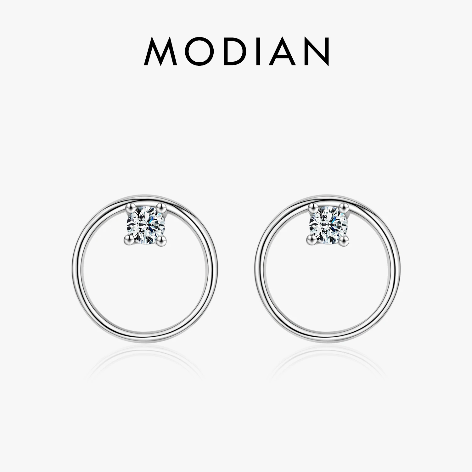 Modian 100% 925 Sterling Silver Vintage Circle Fashion Minimalist Dazzling Stud Earrings For Wedding Fine Jewelry Giftsomen W