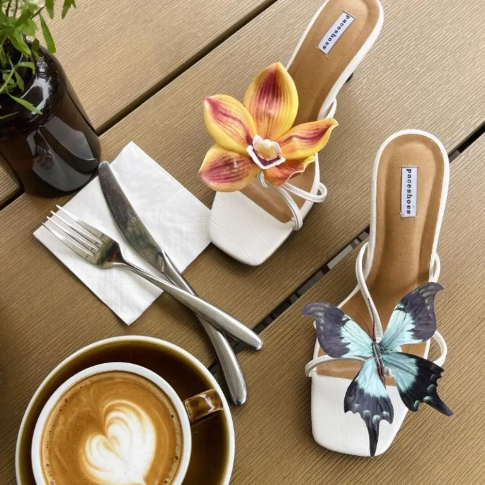 

Sandals Decorations Flower Shoe Accessories Vacation Style DIY Shoe Buckle Butterfly Orchid Shoes Charms Clogs Buckle Removable