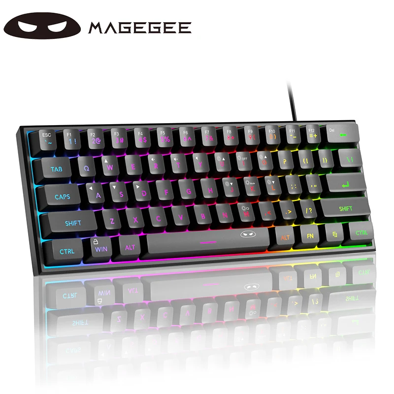 MageGee Mini 60% Gaming/Office Keyboard,TS91 Waterproof Keycap Type Wired RGB Backlit Compact Computer Keyboard for Windows/Mac/