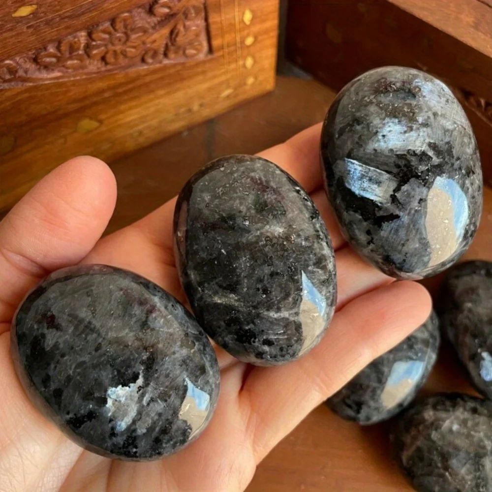 1pc High Quality Larvikite Crystal Hearts/Larva Palm Stone/ Flash Stone Quartz Crystal Moon -Unique Home Decoration Accessory