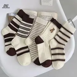 Chaussettes mi-tube japonaises pour femmes, ours de dessin animé, animal Ins, mignon, printemps, été, 1 paire