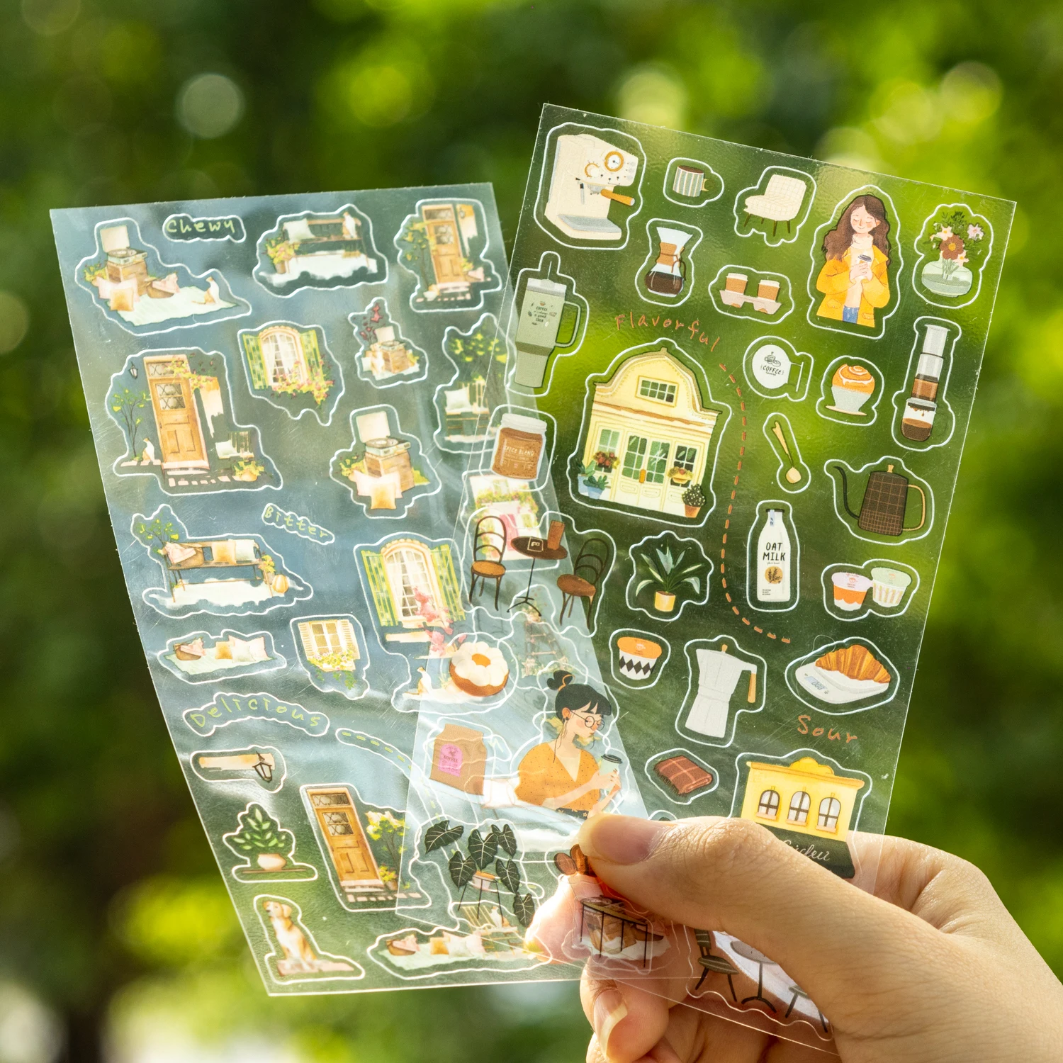 A Leisurely Home Series Cute Character Life Landscape PET Sticker Creative DIY Journal Material Collage Scrapbook Stationery