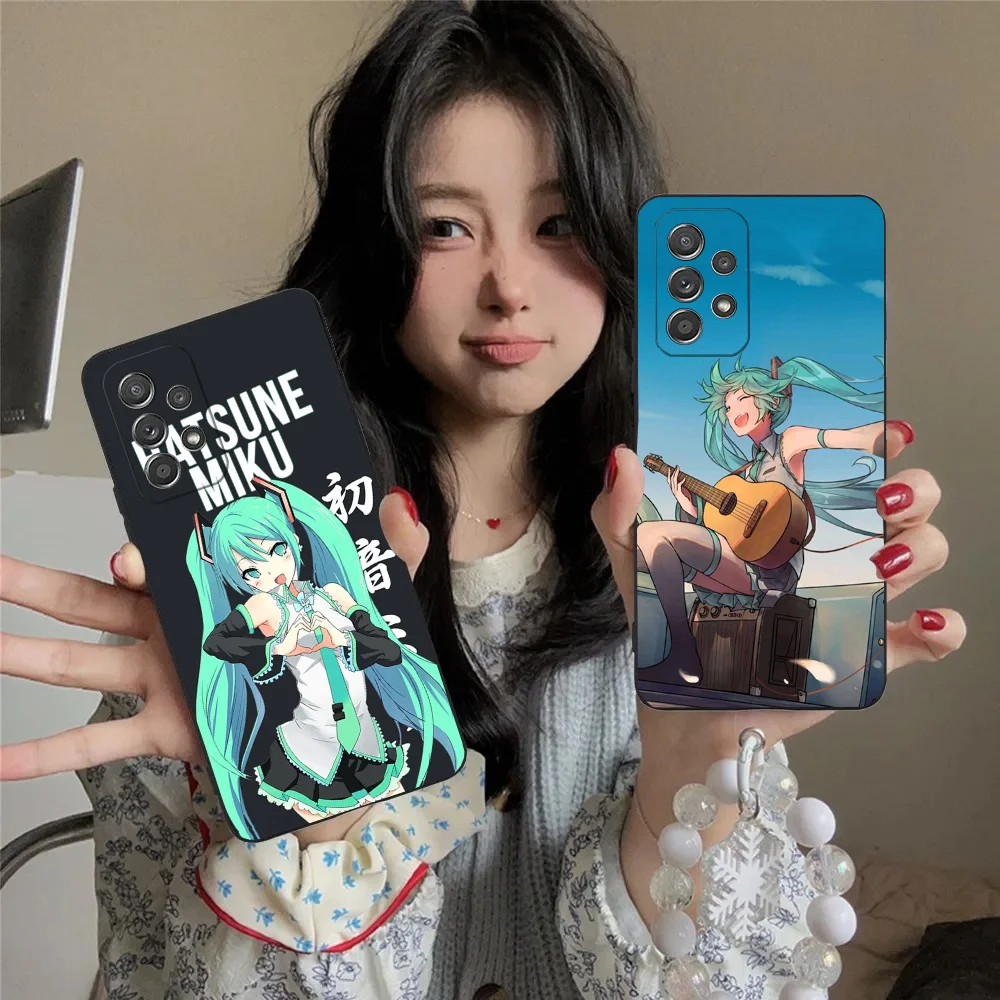 Anime Phone Case For Samsung S24,23,22,30,21,10,9,Ultra,Plus,Lite,FE,5G M-MIKU Black Soft Case