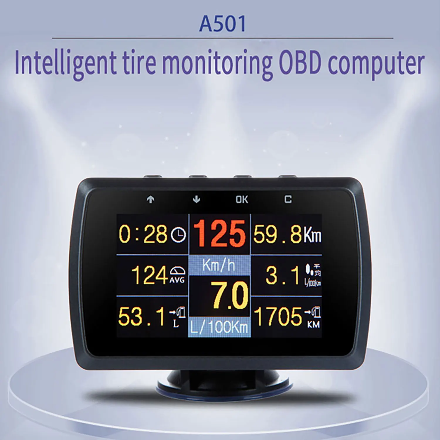 New A501 Car HUD Head Up Display Instrument High-definition Car Intelligent OBD Driving Computer Fuel Consumption Vehicle Speed