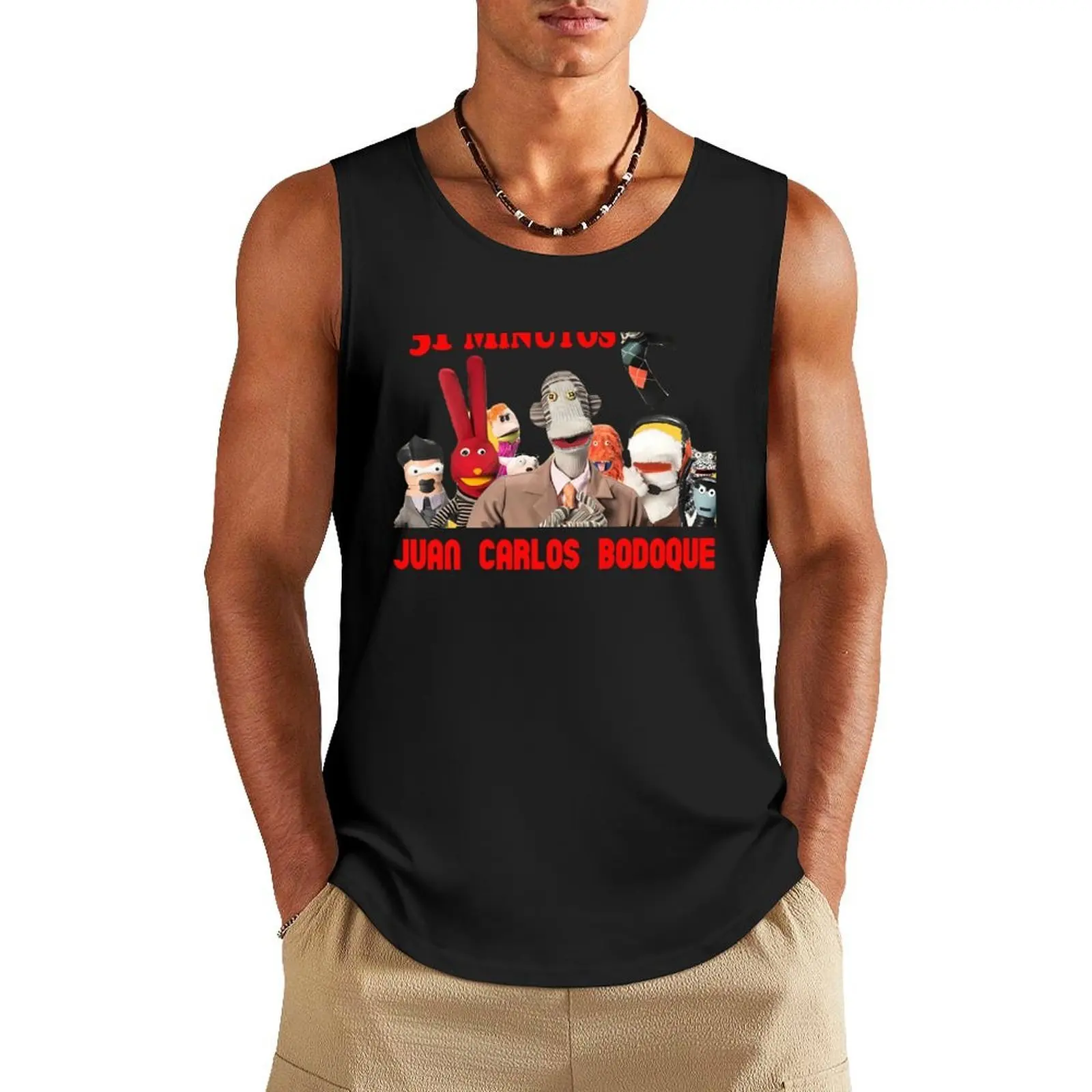 

31 Minutos Group Fan Art - Juan Carlos Bodoque and Friends Tank Top gym clothes man Sleeveless T-shirt Muscle fit gym clothing