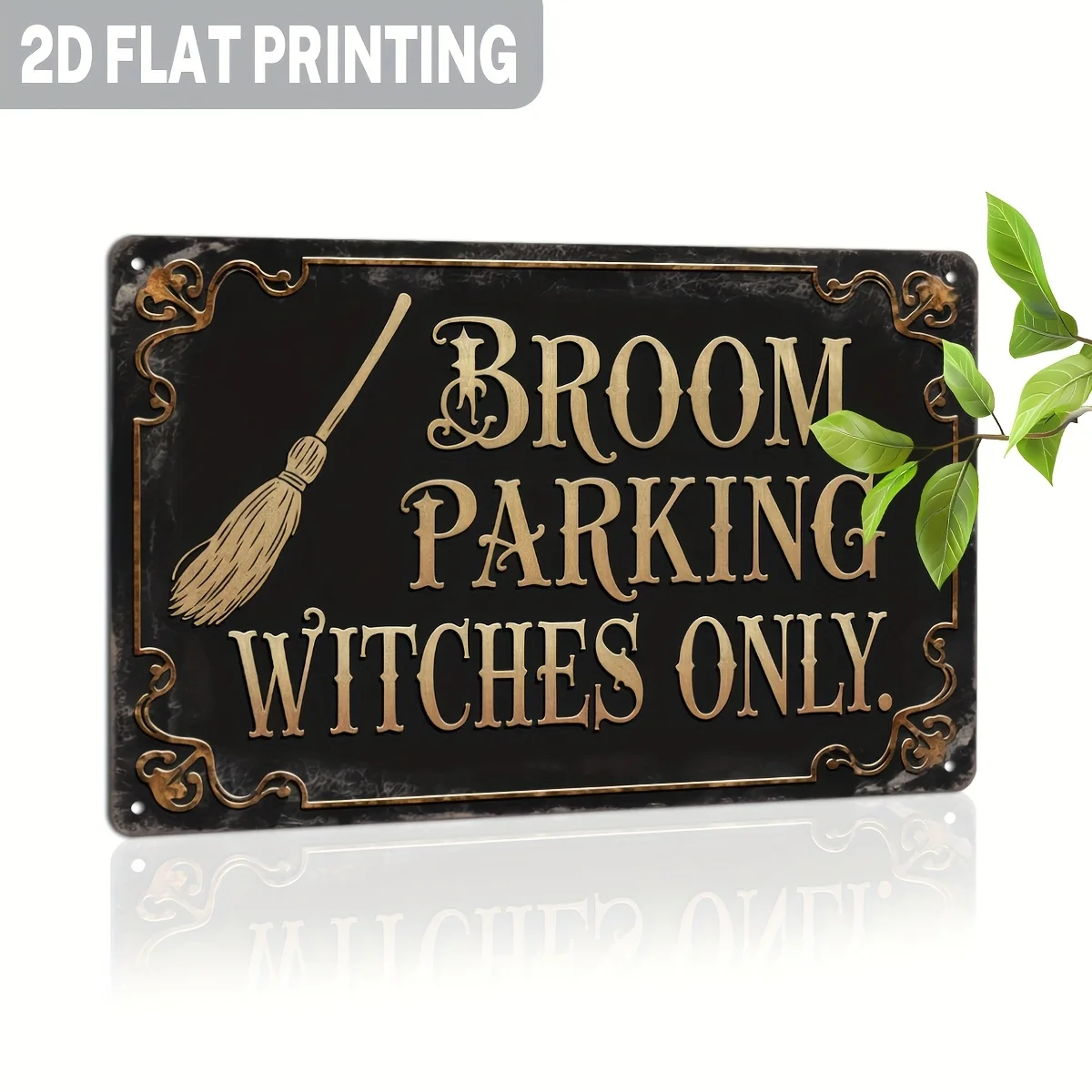 ,  Vintage Broom Parking Witches Only Metal Sign - Rustic Halloween Wall Decor,  Gothic Home Decoration for Entryway, Witch-Th