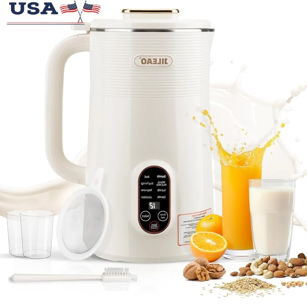 Máquina automática 10 en 1 para hacer leche de nueces, almendra, soja, coco, jugo de avena, gachas con función de inicio de retardo autolimpiante para mantener el calor
