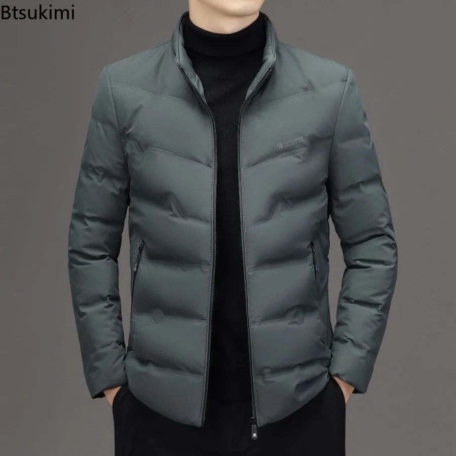 2025 Men's Lightweight Down Jackets Autumn Winter Fashion Slim Fit Stand Collar Puffer Coats Windproof Warm Cotton-padded Jacket