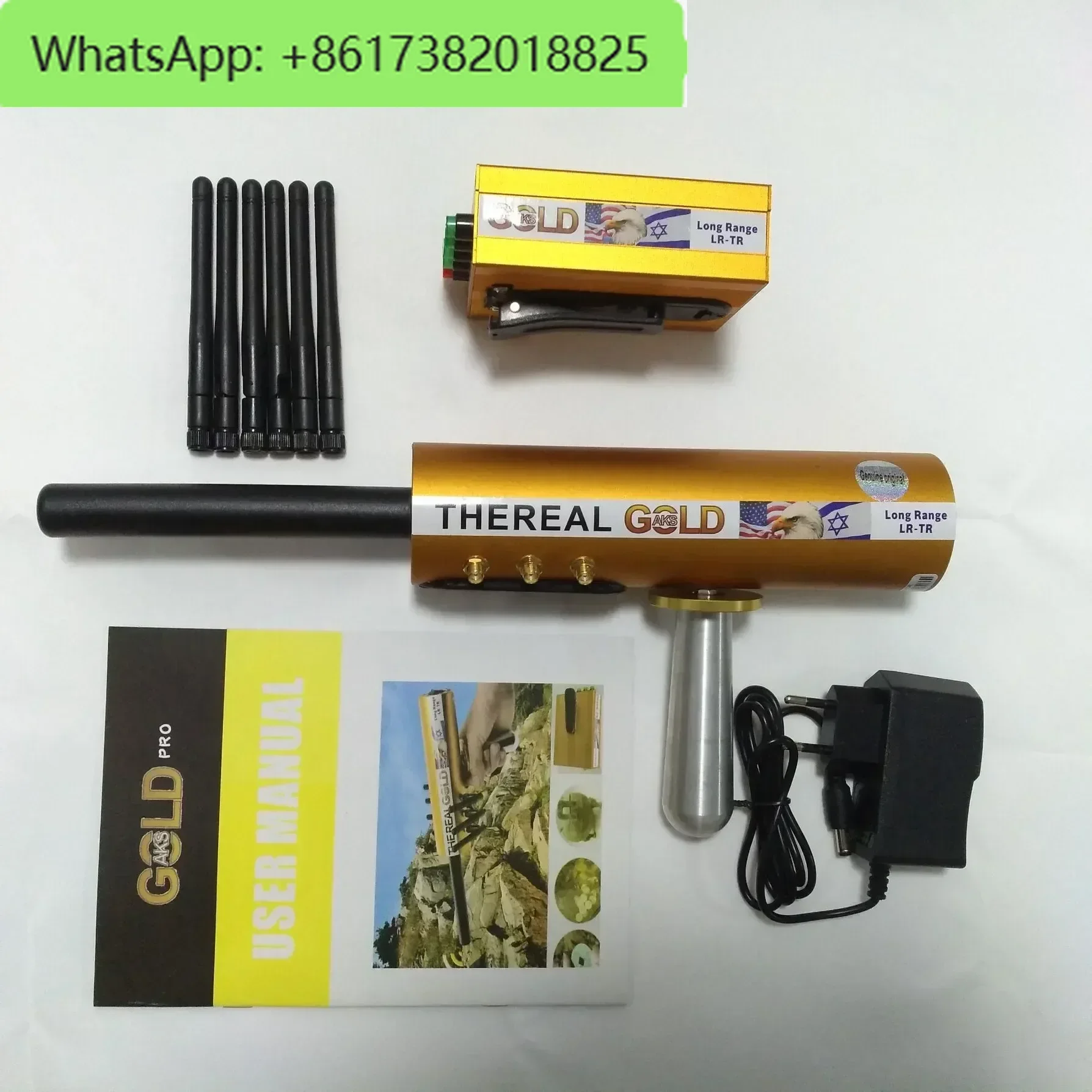 

Real Gold AKS 6 Antennas with Removable 9V BatterIes For Underground Detect Gold Silver Gem Diamond with Paper Box