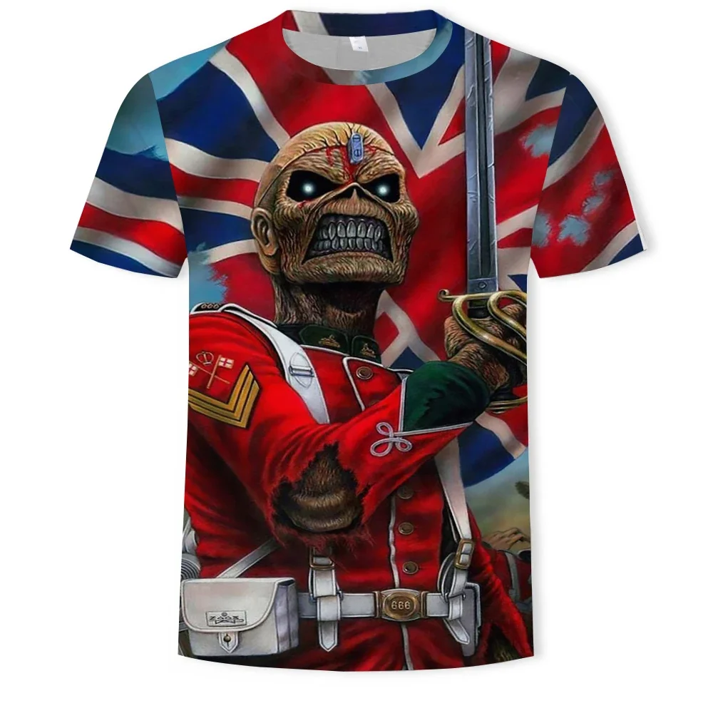 

New Hot Summer Men 3D Skull Print T-shirt Fashion Heavy Metal Grim Reaper Short Sleeve Harajuku Style Tees Kids Streetwear Tops