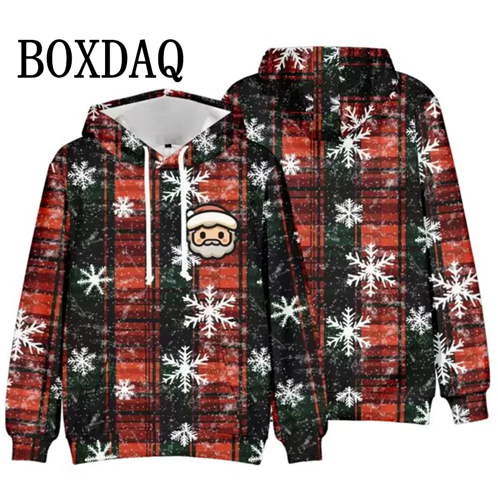 Red Christmas Women\'s Hoodie Fashions Christmas Party Top Striped Printed Autumn/Winter Hooded Sweatshirt 2024 Trend Hot Selling