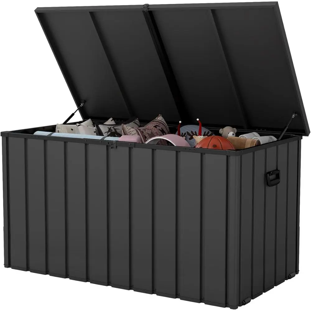 

200 Gal Metal Deck Box: Waterproof Outdoor Storage Lockable Lid for Patio/Garden/Pool (Grey)
