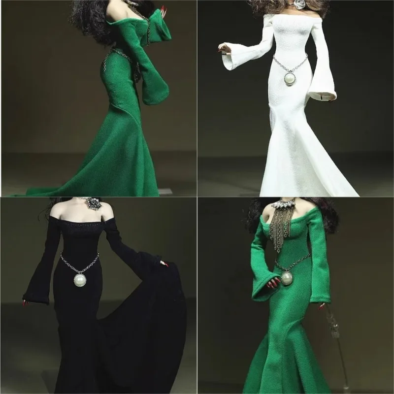 

1/6 Scale Toys Female Sexy Rose Dress Double Cuff Floor Length Long Skirt Clothes Model Fit 12'' PH Action Figures Body