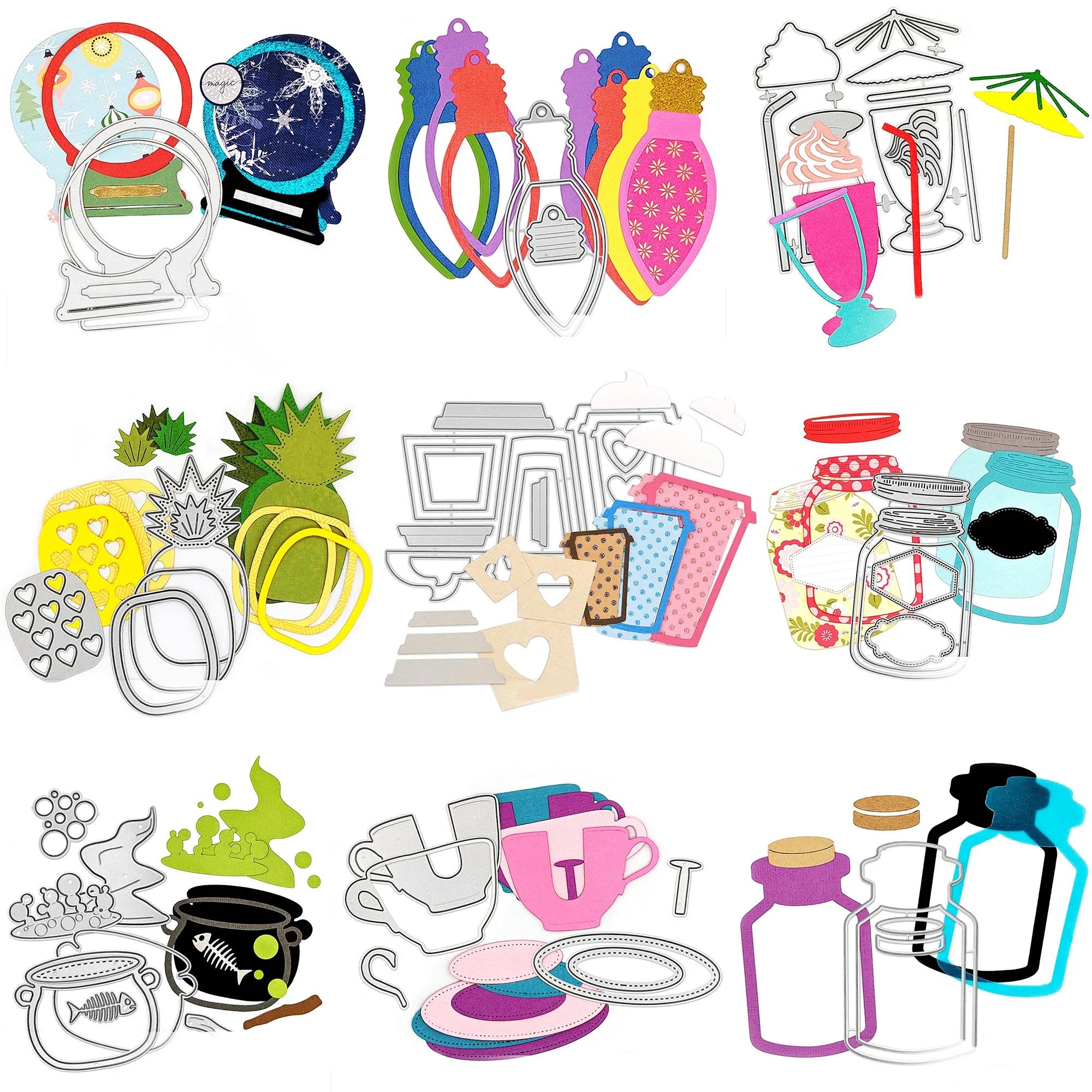 Teetasse Wunschflasche Shaker Stanzformen Set Weihnachten Schneeball Stirbt für DIY Scrapbook Album Deco Prägung Karten Herstellung Handwerk