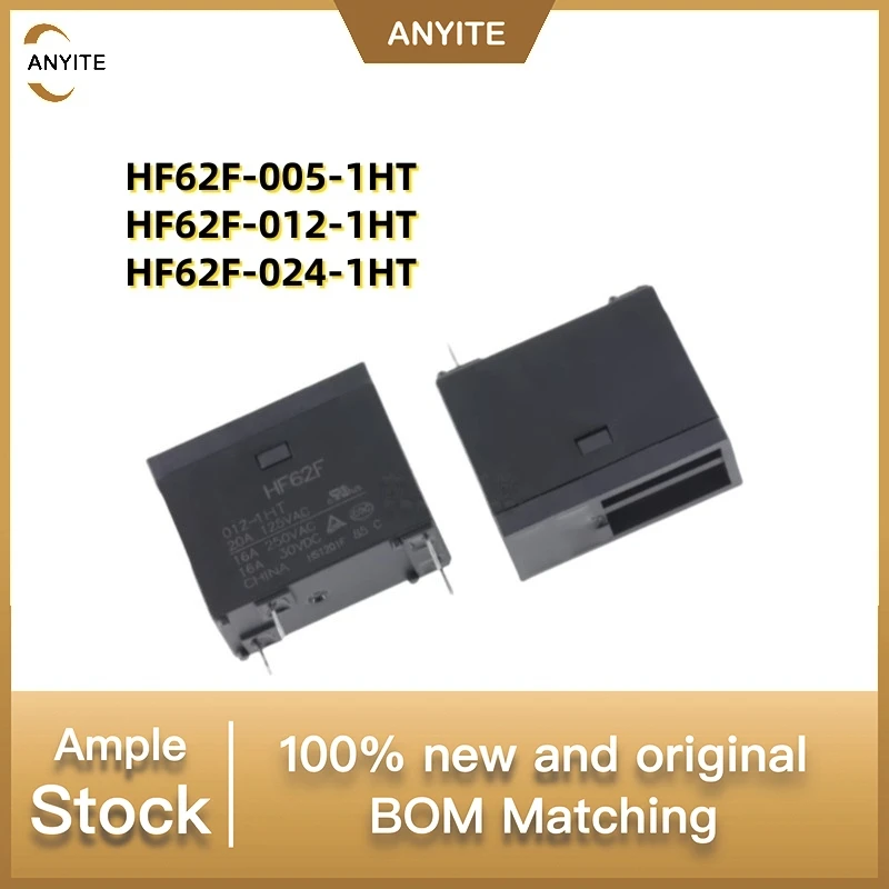 New 10Pcs/LOT  HF62F-005-1HT  HF62F-012-1HT  HF62F-024-1HT   JQX62F-012-1HT(555)   16A 250VAC     4pin