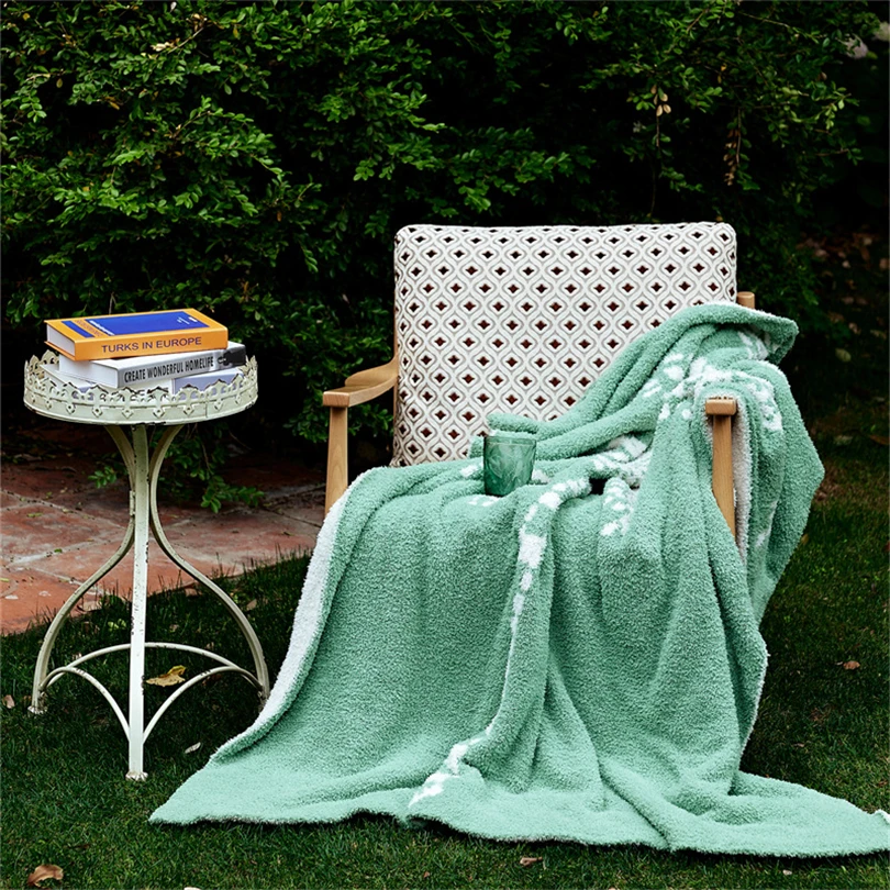 

Half-side Fleece Blanket for Lunch Break, Casual Soft Dress Matching Blanket, Modern Simple Coconut Tree, Sofa Cover