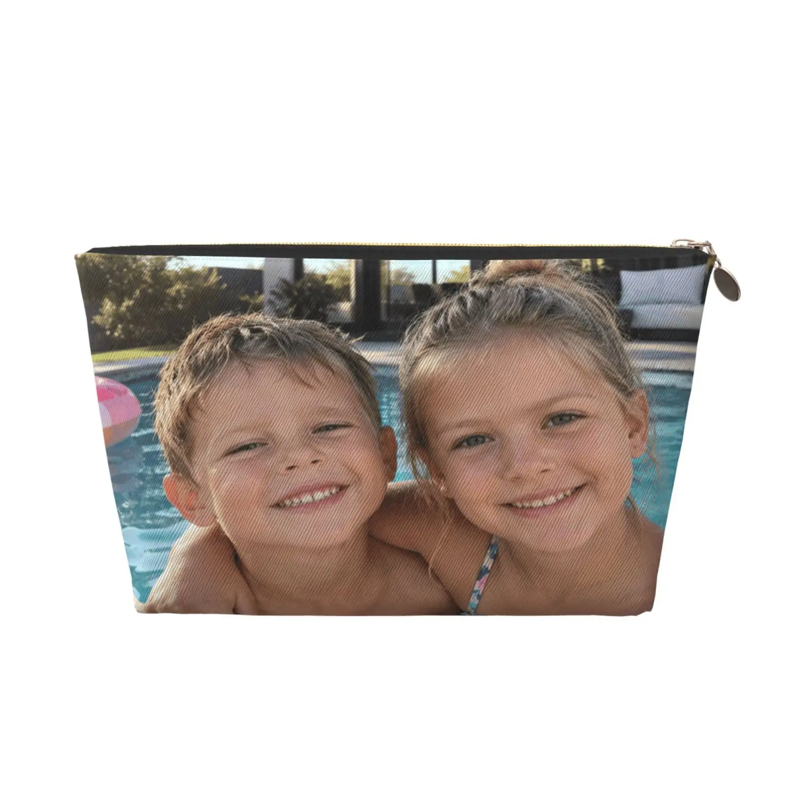 Custom Photo Makeup Bag Personalized Leather Cosmetic Pouch Personalized Gift for Women Birthday Family Memorial Keepsake
