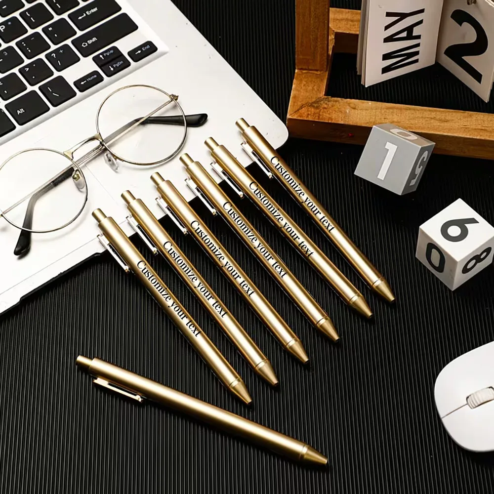 15/35/45/70/120-Piece Custom Luxury Plastic Ballpoint Pen Set, Gold Color, Smooth Writing, Laser-Engraved Personalized Text, Very Suitable as a Gift for Weddings, Bridal Showers, Valentine's Day, Easter, Christmas, and