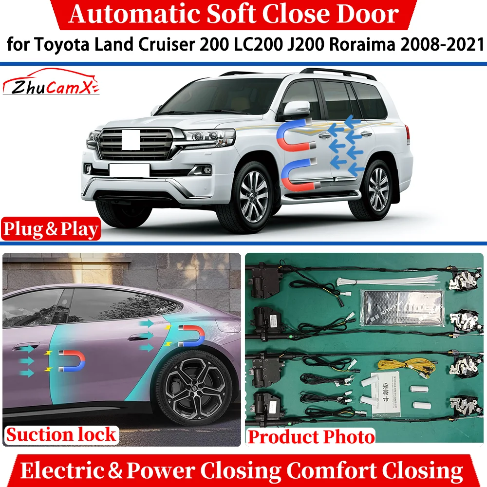 for Toyota Land Cruiser 200 LC200 J200 Roraima 2008-2021 Automatic Soft Close Door Electric Power Comfort Closing Suction lock