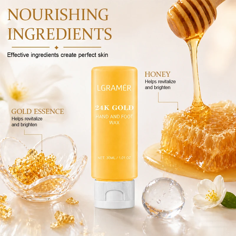 Honey Wax Hand Cream Mask Moisturizing Exfoliating Smooth Firming Hydrating Gel  For Hands 24k Gold Hand Foot Mask Delicate 30ml