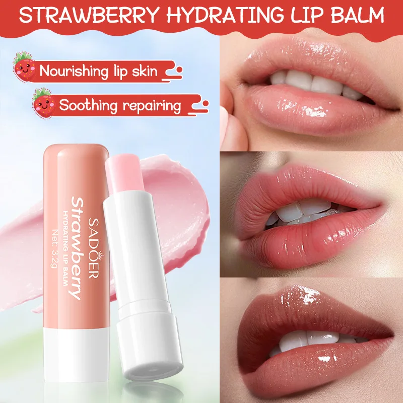 Hot Sale SADOER Strawberry Nourishing Hand Cream Lip Balm Set Autumn/Winter Hand Cream Lip Balm