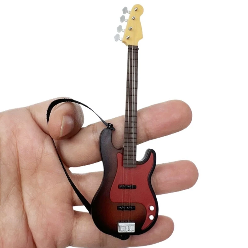 Modelo guitarra miniatura para casas bonecas 1/12 instrumento musical altamente detalhado