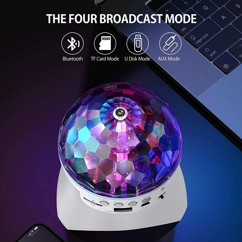 LED Stage Light Wireless Bluetooth Speaker RGB Rotating Disco DJ Lamp Christmas Birthday Party Lights Decorations Ball Projector