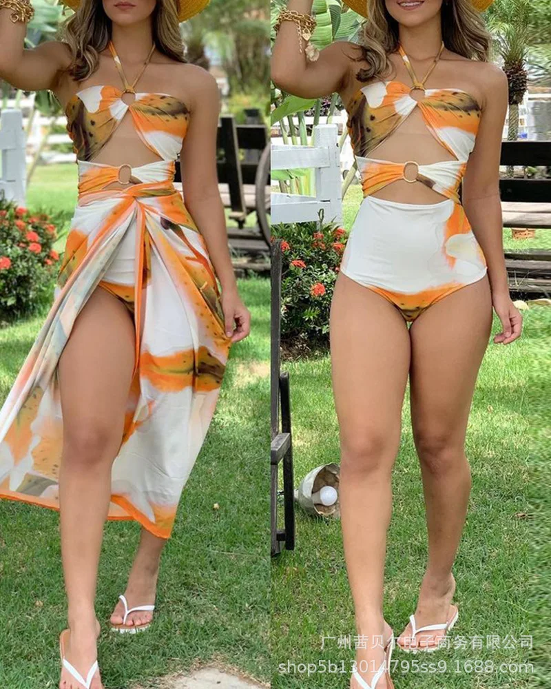 Conjunto feminino de duas peças com detalhe recortado saia envoltória roupa elegante para ocasiões de lazer de férias
