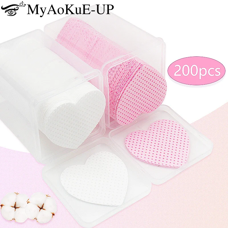 200pcs Lint Free Paper Cotton Pad Eyelash Extension Glue Remover Napkins Lash Grafting Cleaning Glue Mouth Wipe Makeup Tools