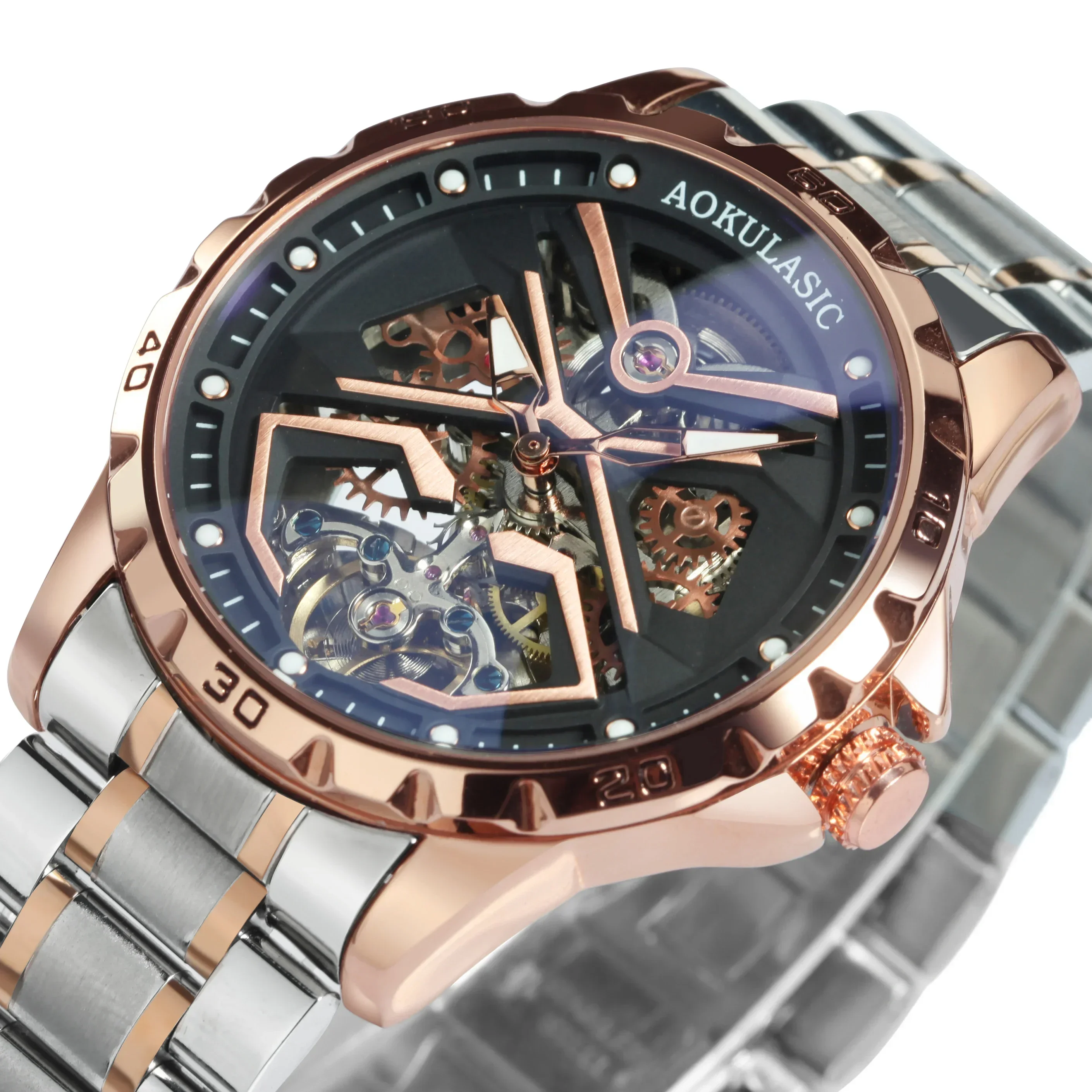 

Clean 3135 Movement Men Watch Automatic Mechanical Stainless Steel Fashion Tourbillon Skeleton Mechanical Watches Luminous Hands