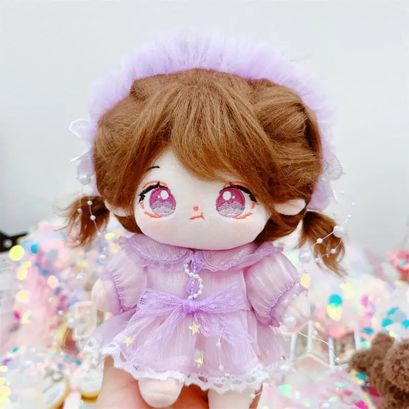 

20cm Cute Purple Gauze Dress Suit Sweet Girls Idol Doll Kawaii Stuffed Customization Figure Toys 1/8 BJD Cotton Plush Doll Gifts