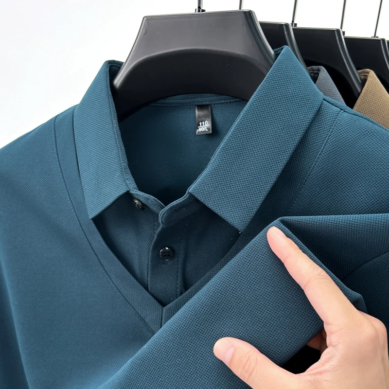 التصميم الأصلي جودة الرجال وهمية قطعتين الخريف التلبيب الياقة بلون طويل الأكمام تي شيرت الأعمال عارضة الاتجاه الرجالية