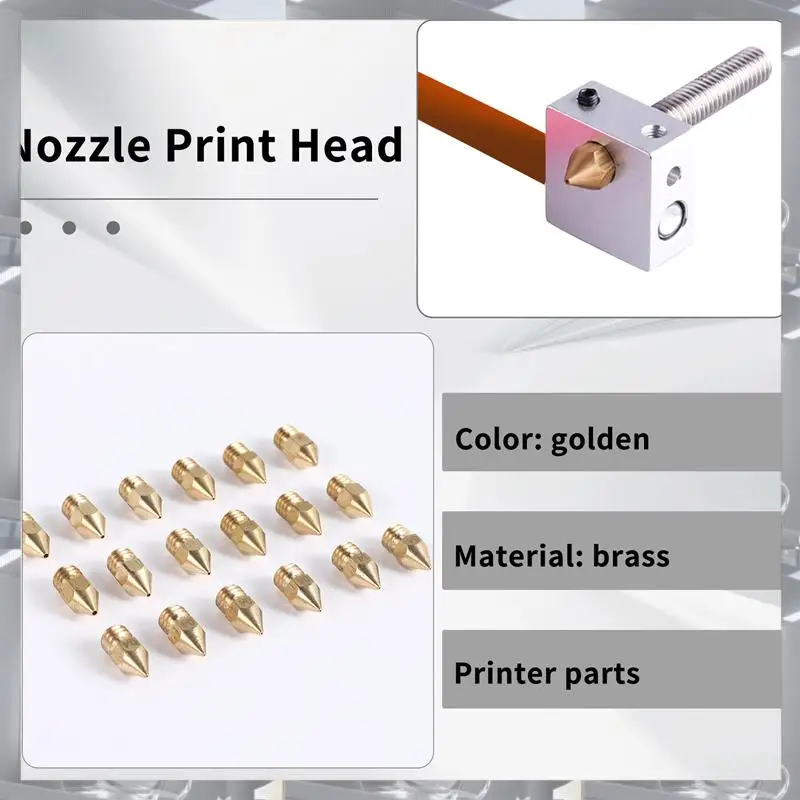 

Hot Selling-18 Pcs 3D Printer Nozzles M6 Extruder Brass Nozzle Print Head (2X0.2Mm+2X0.3Mm+6X0.4Mm+2X0.5Mm+2X0.6Mm+2X0.8Mm+2X1.0