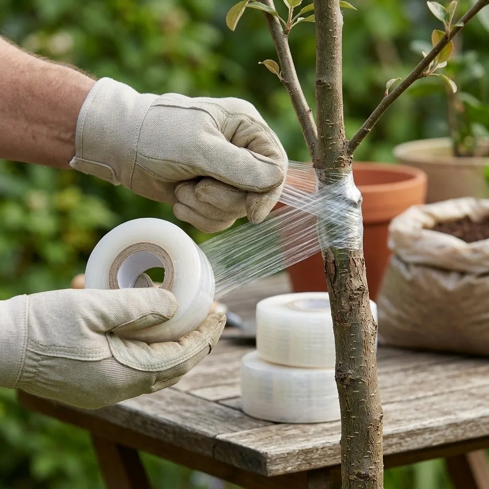 Transparent Grafting Tape 4 Packs 480m Total for Fruit Trees Plants and Floral Propagation Polyethylene Stretchable Tape