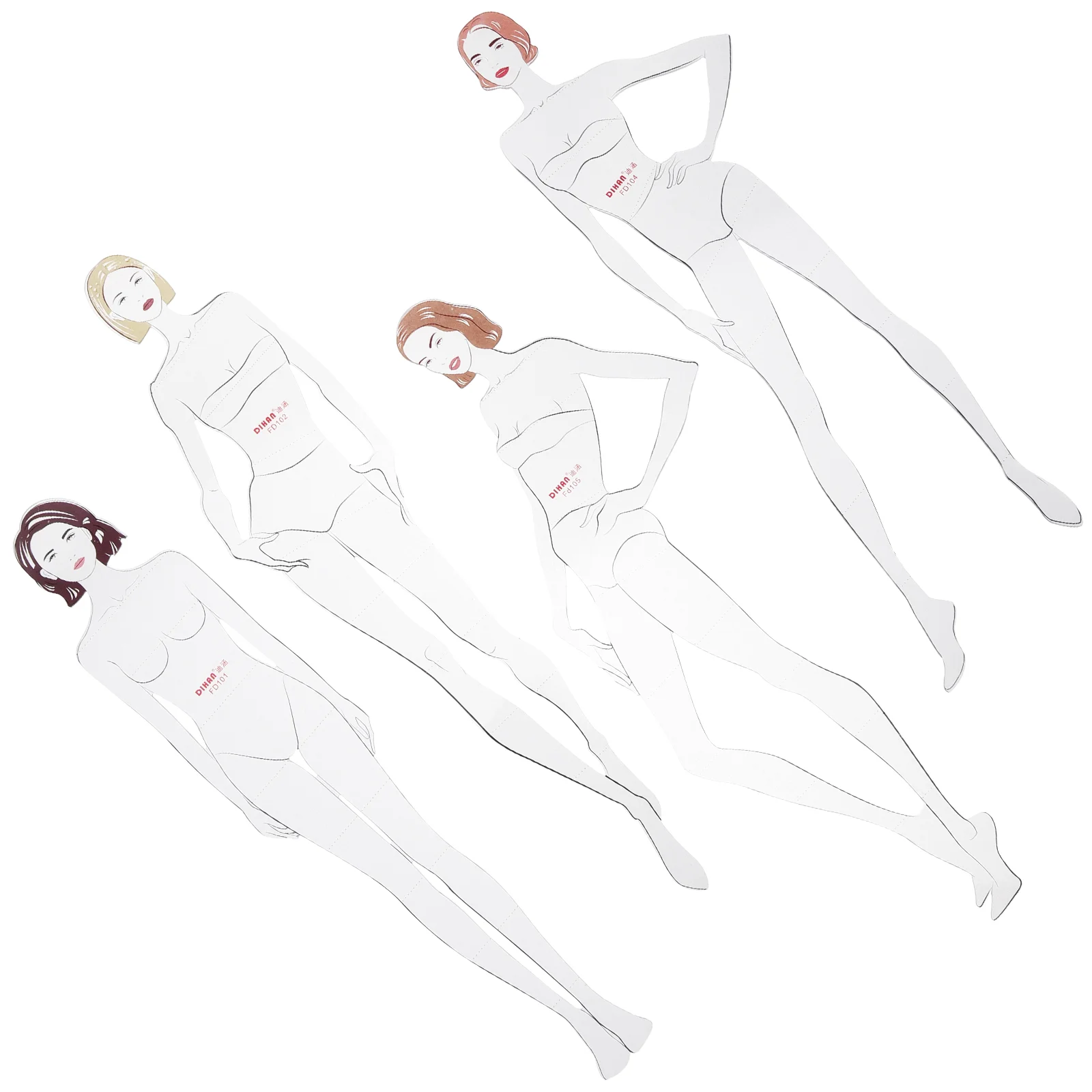 4 Pcs Hand Drawn Mannequin Drawing Templates Ruler Plastic Rulers Humanoid Design Painting Child Female Kit Fashion