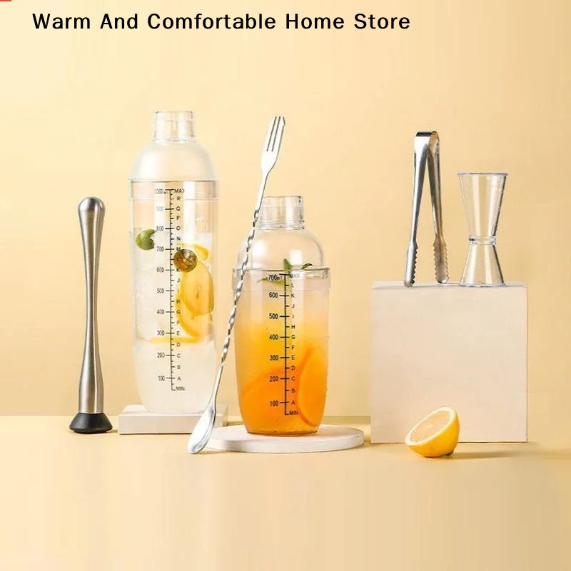 500/700/1000ML Clear Cocktail Shaker Set Cocktail Shaker and Measuring Jigger Set Drink Mixed Hand Shaker Tools for Party Bar