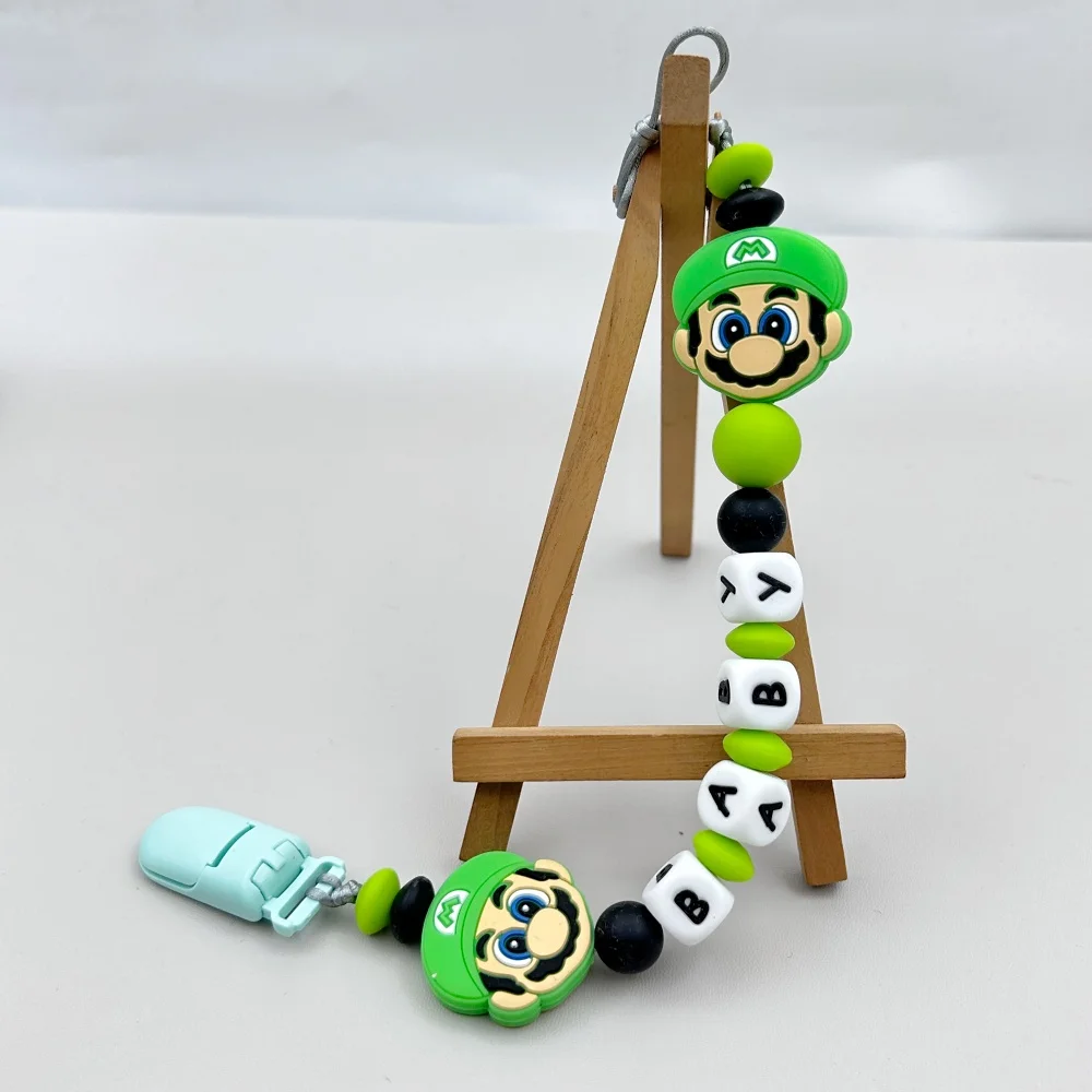 Customized Personalized Name English Letters Baby Silicone Pacifier Clips Chains Holder Teether Pendants Teething Baby Gifts