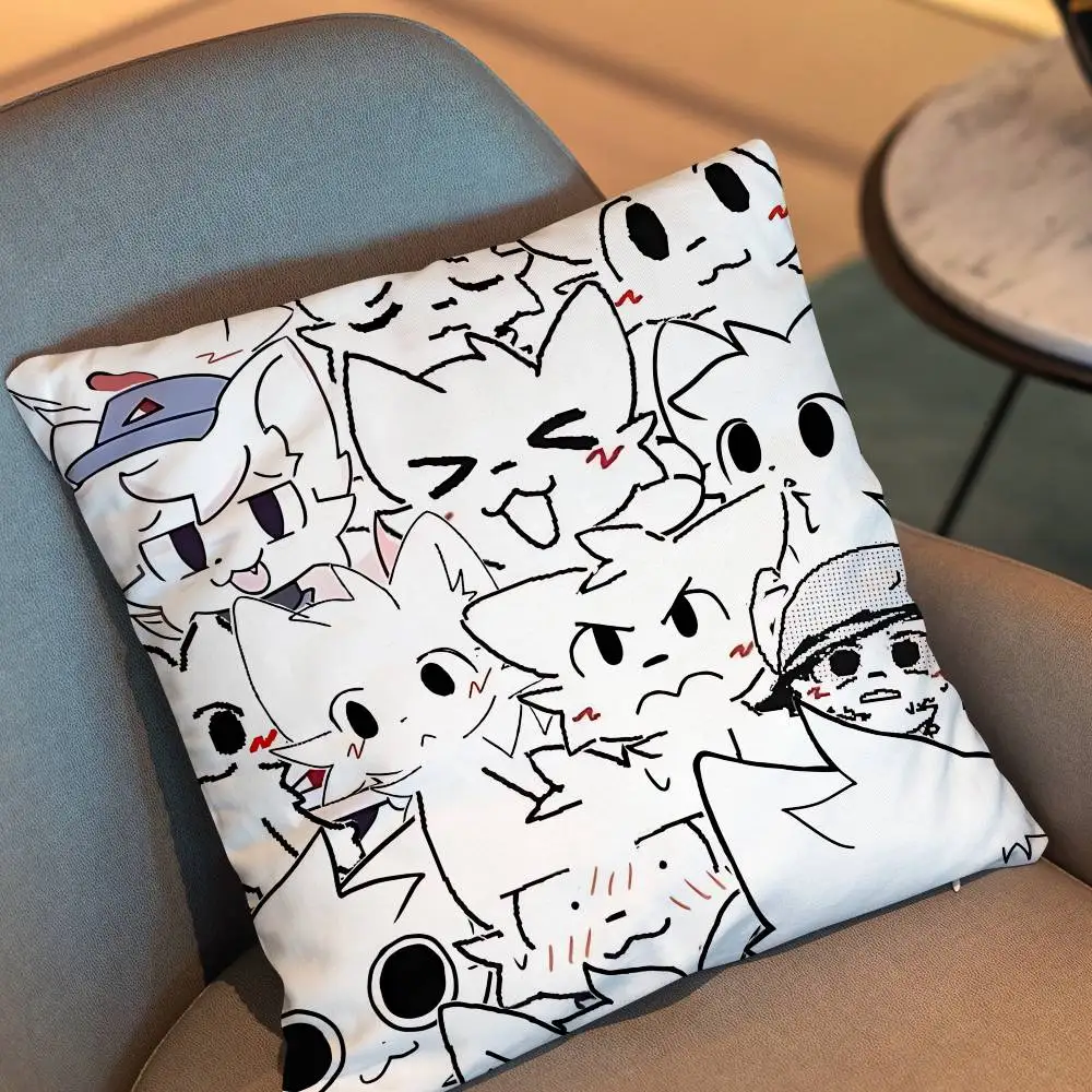 Line art cartoon Boykisser Silly Cat Pillow Case cover Nap Time  Sofa Living home Room Bedroom Backrest Cushion Square cojines