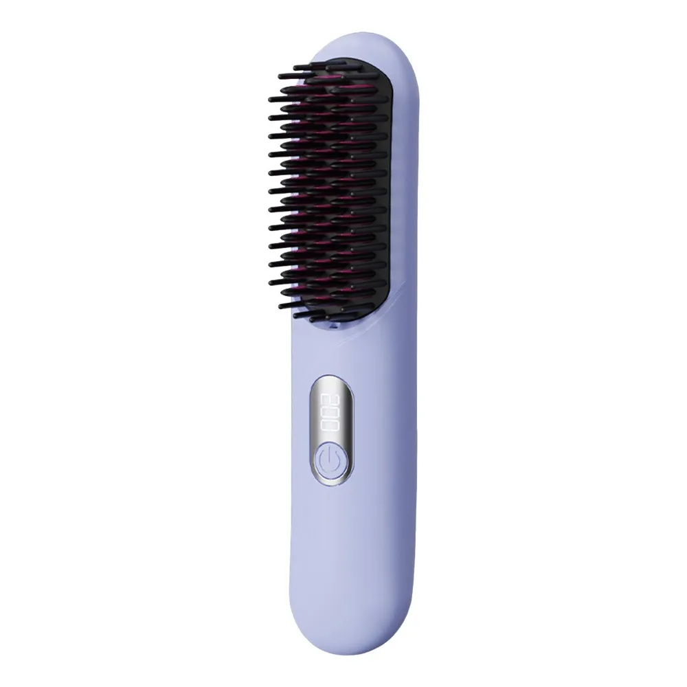 

New Wireless Hair Straightener Type-C 4 Temp Settings Straight Hair Comb LCD Display Rechargeable Straightening Comb