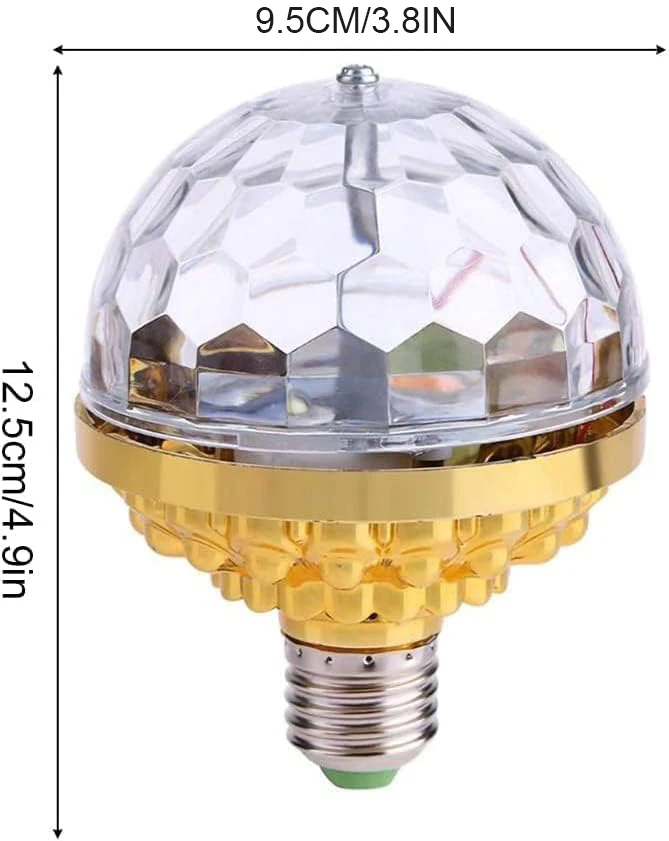 KTV Stage Colorful Rotating Light E27 Crystal Light Bulb with Sockets Disco Magic Ball Light Bulb for Home Room Dance Party