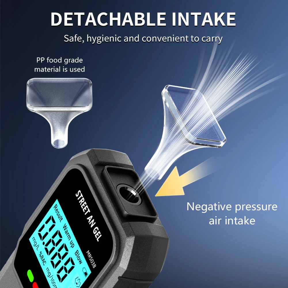 Détecteur d'alcool Portable, testeur d'alcool portatif monté sur voiture avec grand écran sans contact de haute précision