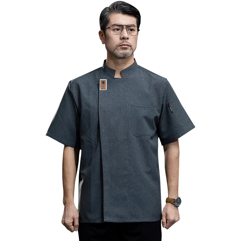 Uniforme de Chef de manga corta para hombres, Hotel, restaurante, barbacoa, tienda, restaurante, hornear, panadería, cantina, cocina, transpirable, Verano