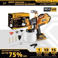 DEKO HVLP Spray Gun with LED Light & 3 Nozzle 1200ml Large Capacity High Power Electric Paint Sprayer for Home DIY