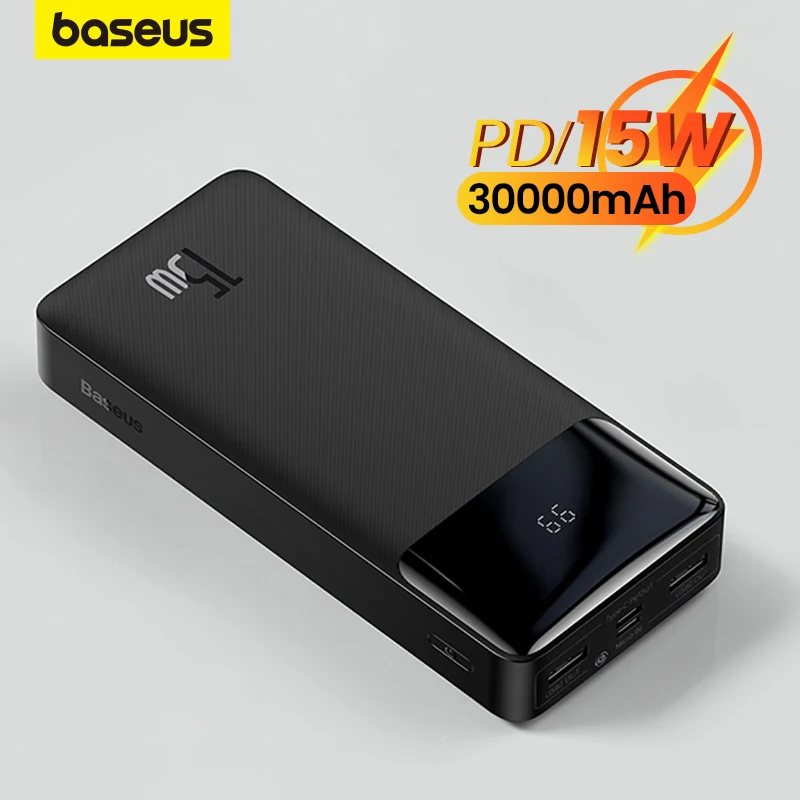 Baseus 30000mAh Power Bank Portable Charger External Battery Fast Charging Pack Powerbank For POCO Xiaomi mi PoverBank