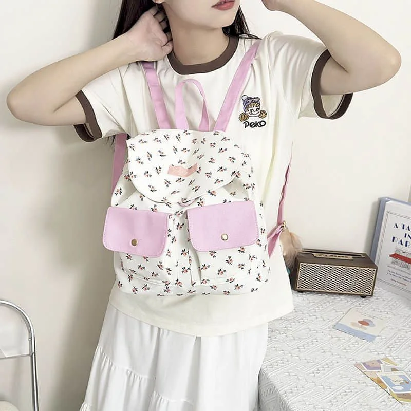 Kawaii mochilas pessoais elegantes estilo coreano náilon estudantes sacos de escola versátil colorido flor nicho mini sacos de viagem