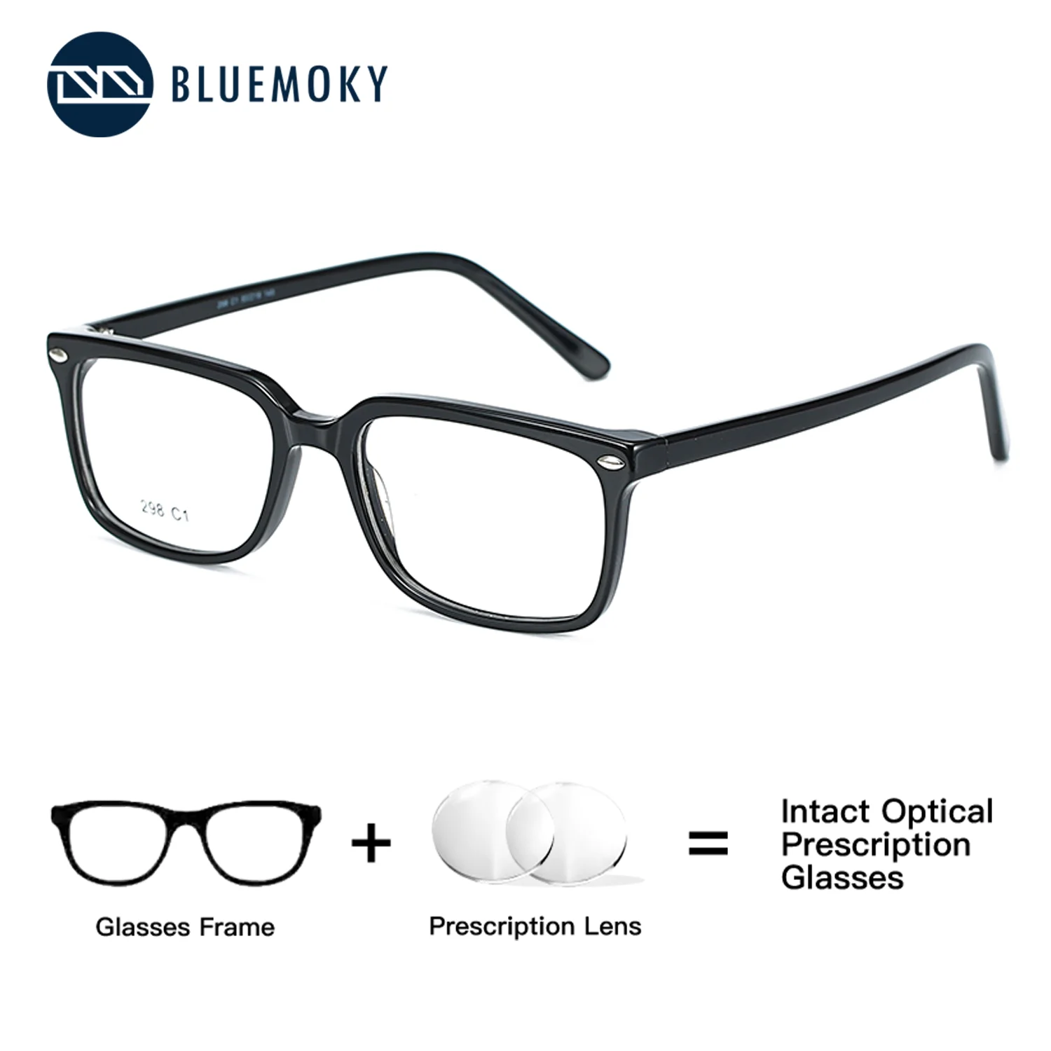 

BLUEMOKY Handmade Acetate Fiber Women's Rectangular Prescription Glasses Optical Progressive, Anti Blue Light Photochromism