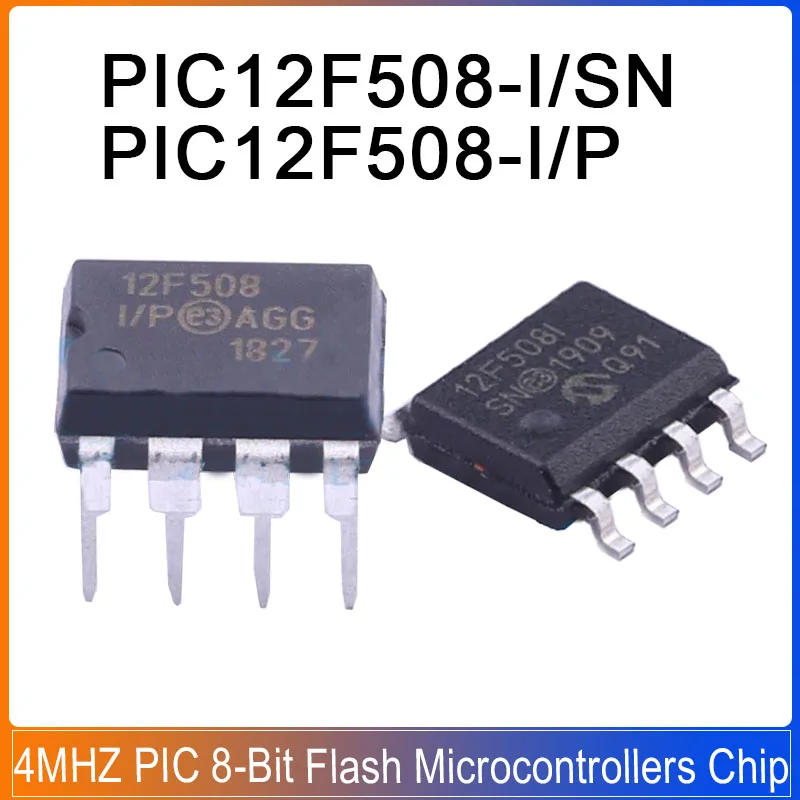 5/1PCS PIC12F508-I/P DIP8 PIC12F508-I/SN SOP-8 12F508 4MHZ PIC 8-Bit Flash Microcontrollers Chip