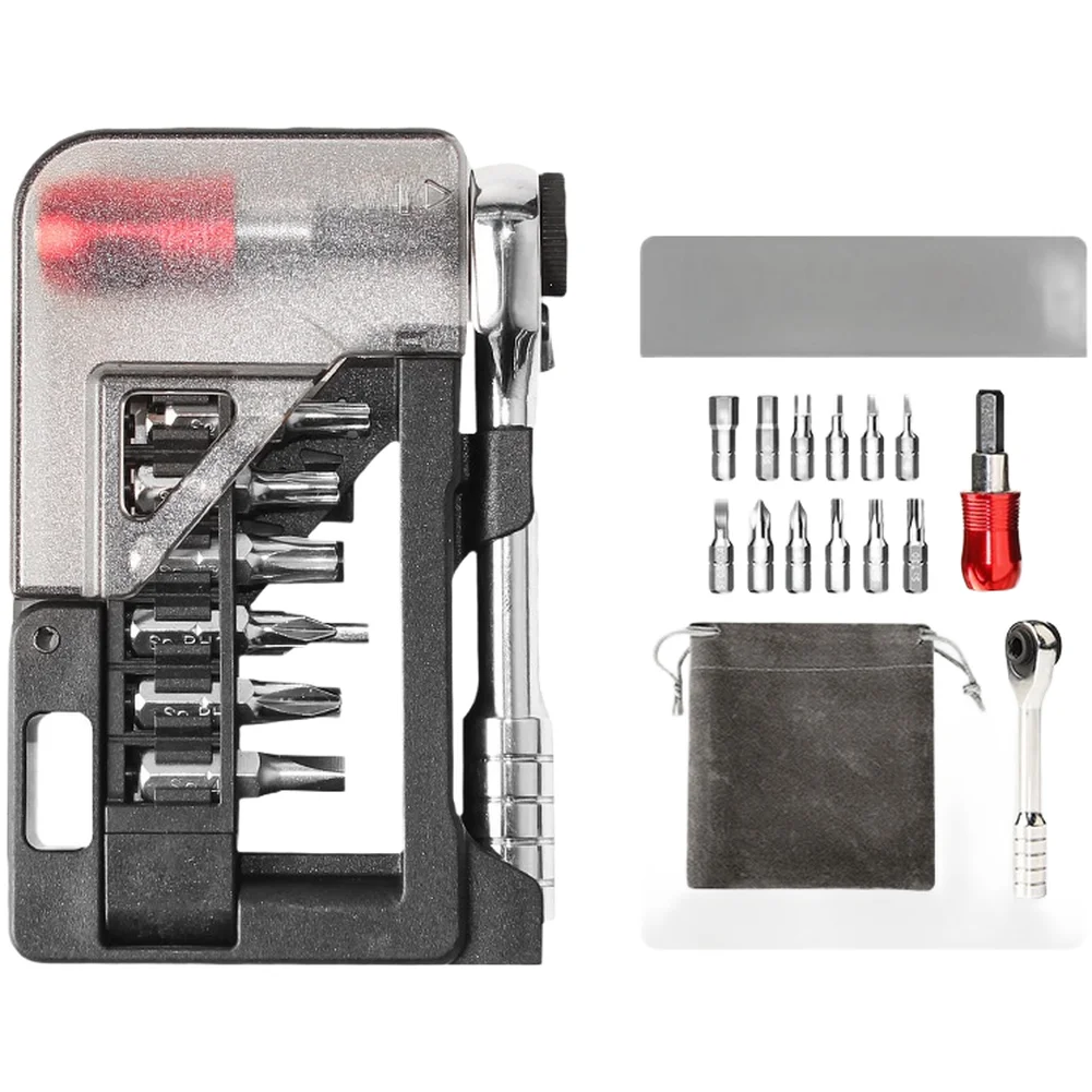 Portable Flip Cover Ratchet Wrench Set 12 In 1 Steel Bits For Bicycle Maintenance Cycling Multitool Household Appliance Parts